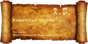 Kemenczei Dezső névjegykártya